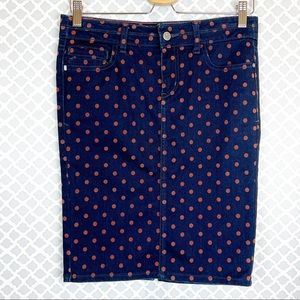 EUC Pilcro & the Letterpress Polka Dot Denim Pencil Skirt
